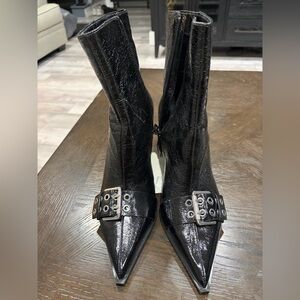 Zara Black Ankle Boots with Buckle Detail